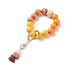 Round & Polygon Natural Wood Beads Stretch Bracelets Keychains KEYC-JKC00319-4