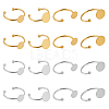 16Pcs 8 Styles Stainless Steel Cuff Ring Components STAS-DR0001-17-1