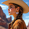 1 Pairs Acrylic Fan Dangle Earrings EJEW-TA0001-74-8