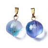 Two Tone Transparent Spray Painted Glass Pendants X-GLAA-N035-015-C06-2