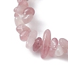 Natural Rose Quartz Chips Beaded Stretch Bracelets for Women BJEW-JB10046-15-3