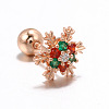 Snowflake Brass Cubic Zirconia Stud Earrings FS-WGD4C14-08-1