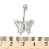 Brass Pave Clear Cubic Zirconia Curved Barbell Butterfly Belly Rings AJEW-L099-01A-P-3