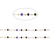 Faceted Rondelle Glass & Round 304 Stainless Steel Beaded Chains CHS-G026-01KCG-02-2