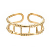 304 Stainless Steel Rectangle Wrap Open Cuff Ring RJEW-T023-67G-1