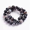 Natural Black Striped Agate/Banded Agate Beads Strands G-J359-01-6mm-2