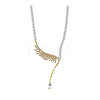 Brass Micro Pave Cubic Zirconia Wing Pendant Imitation Pearl White Round Beaded Necklaces for Women WG2CE1B-01-2