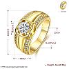 Men's Classic Real 18K Gold Plated Brass Cubic Zirconia Wide Band Finger Rings RJEW-BB06343-9G-4