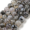 Faceted Natural Dragon Veins Agate Beads Strands G-F447-12mm-L01-2