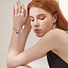 2Pcs 2 Styles Bee & Heart Rose Rhinestone Charm Bracelets Set with Enamel BJEW-AB00006-7