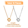 FIBLOOM 10Pcs 5 Style 304 Stainless Steel Ring Knot Pendant Necklaces Set for Women NJEW-FI0001-23-2