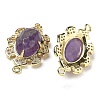 Natural Amethyst Faceted Oval Connector Charms G-G181-06G-03-2