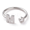 Brass Micro Pave Clear Cubic Zirconia Cuff Rings RJEW-J074-01P-M-1