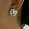Plastic 3D Flower Hoop Earrings with Cubic Zirconia XJ8294-3-2
