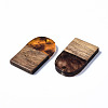 Transparent Resin & Walnut Wood Pendants RESI-T035-32C-3