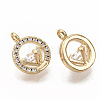 Brass Micro Pave Clear Cubic Zirconia Charms ZIRC-T011-22G-NF-2