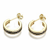 Semicircular Brass Micro Pave Clear Cubic Zirconia Half Hoop Earrings EJEW-T046-21A-NF-2