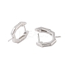 925 Sterling Silver with  Micro Pave Cubic Zirconia Hoop Earrings Findings STER-B004-13P-2