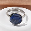 Half Round Natural Lapis Lazuli Finger Rings RJEW-M062-01P-04-4