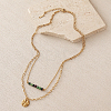 304 Stainless Steel Textured Coin Pendant Double Layer Necklaces VK6399-3-1
