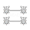 304 Stainless Steel Clear Cubic Zirconia Nipple Barbells WG1DC98-04-1