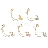 Butterfly Alloy Enamel Chains Tassel Dangle Earrings with Ear Cuff EJEW-JE05904-1
