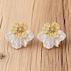 Alloy Micro Pave Cubic Zirconia Flower Stud Earrings for Women WG3B3D7-01-3