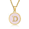 Natural Shell Initial Letter Pendant Necklace LE4192-17-1