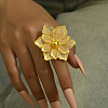 Iron Hollow Flower Cuff Rings NM9371-1