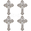 4Pcs Floral Cross Zinc Alloy Rhinestone Lapel Pin Backs for Backpack Clothes JEWB-FH0002-32P-1
