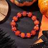 Halloween Pumpkin Resin & Glass Beaded Stretch Bracelets for Women Men BJEW-JB10850-2