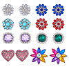 16Pcs 8 Styles Alloy Rhinestone Snap Buttons BUTT-FH0001-034-1
