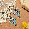 Resin Evil Eye & Synthetic Turquoise Beaded Long Drop Earrings EJEW-JE05389-03-3