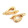 Brass Pave Clear Glass Twister Clasps KK-D048-01G-2