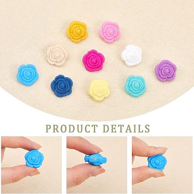 40Pcs 10 Colors Food Grade Eco-Friendly Silicone Focal Beads SIL-CA0001-46-1