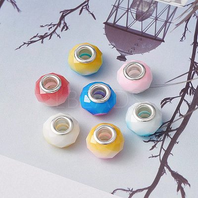 14Pcs 7 Colors Glass European Beads GPDL-YW0001-03-1