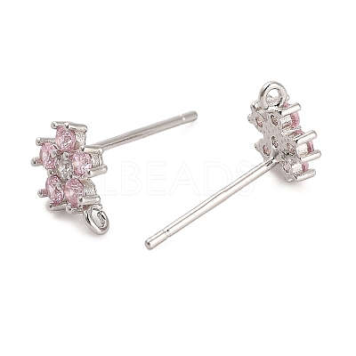 Rhodium Plated 925 Sterling Silver Ear Stud Findings STER-F058-01P-03-1