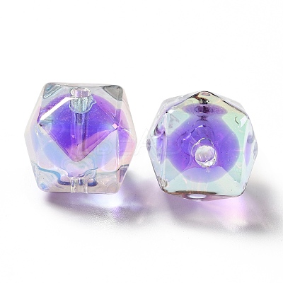 Two Tone UV Plating Rainbow Iridescent Acrylic Beads TACR-D010-02G-1
