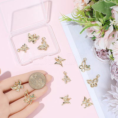 12Pcs Brass Micro Pave Clear Cubic Zirconia Pendants KK-BBC0023-92G-1