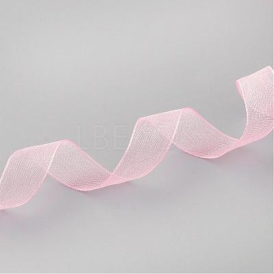 Breast Cancer Pink Awareness Ribbon Making Materials Sheer Organza Ribbon RS12mmY004-1