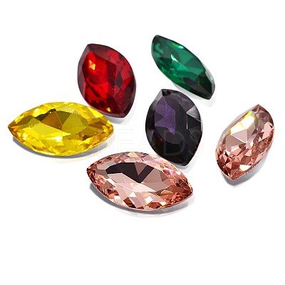 Faceted Horse Eye Glass Pointed Back Rhinestone Cabochons RGLA-A011-17x32mm-SM-1