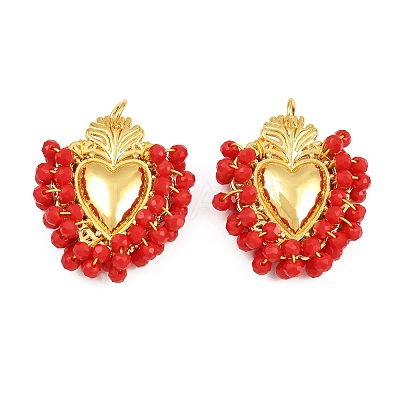 Alloy & Glass Seed Beaded Pendants GL-CBA96FD-01G-09-1
