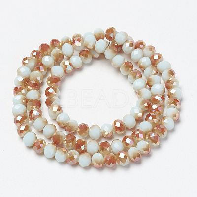 Electroplate Opaque Solid Color Glass Beads Strands EGLA-A034-P6mm-J01-1