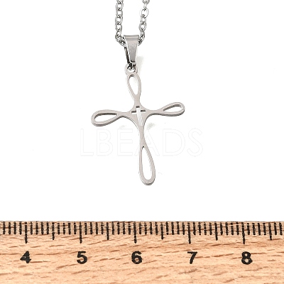 304 Stainless Steel Religion Cross Pendant Necklaces SA-CBAB727-02P-1