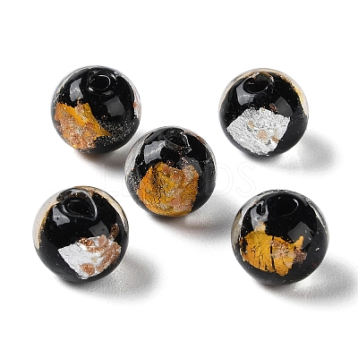 Handmade Gold & Silver Foil Lampwork Beads GLAA-G107-07A-09-1