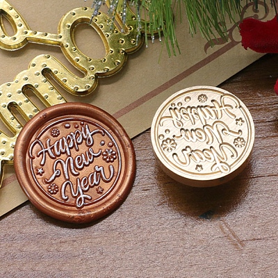 Merry Christmas Series Wax Seal Brass Stamp Head AJEW-M037-01G-02-1