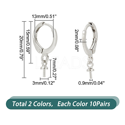 20 Pairs 2 Colors Brass Leverback Earring Findings KK-PH0005-24-1