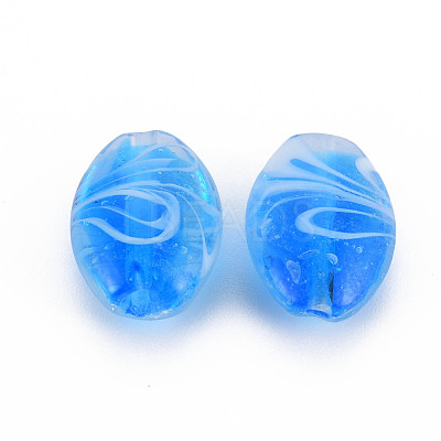 Striped Handmade Lampwork Beads LAMP-T010-01-1