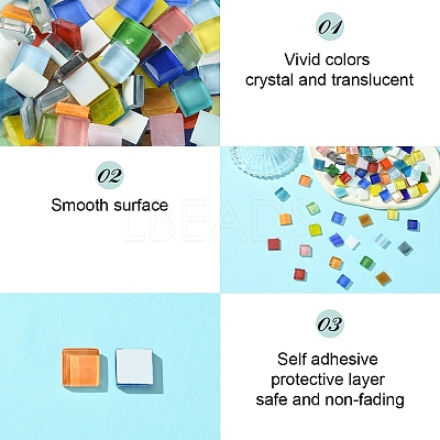 100Pcs 2 Colors Mosaic Tiles Glass Cabochons DIY-YW0012-19-1