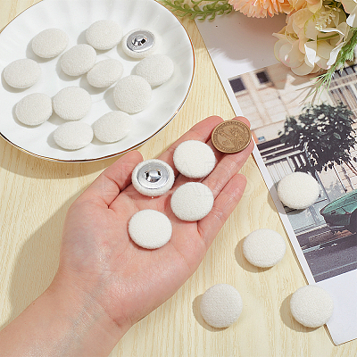 20Pcs Cloth with Aluminum Base Buttons BUTT-NB0001-77B-1